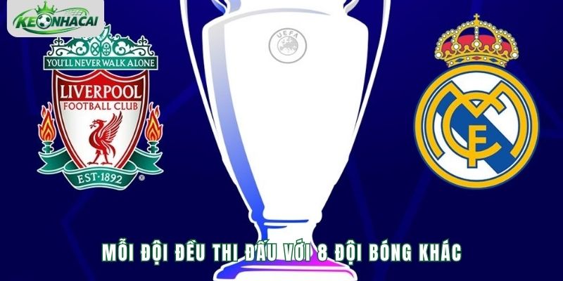 Mỗi đội đều thi đấu với 8 đội bóng khác